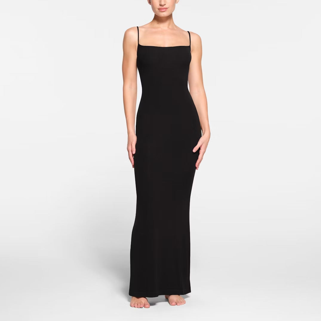 Damer Elegant Spaghetti-Rem Maxi-Kjole Stilla