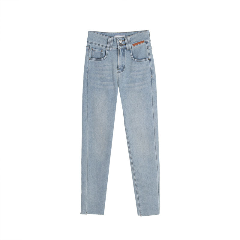 Dame High-Waist Jeans i stilfuld vintage-look med fine vask og elastisk linning Stilla