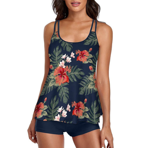 Dame Sport Tankini med blomstret mønster og komfortable shorts Skovae