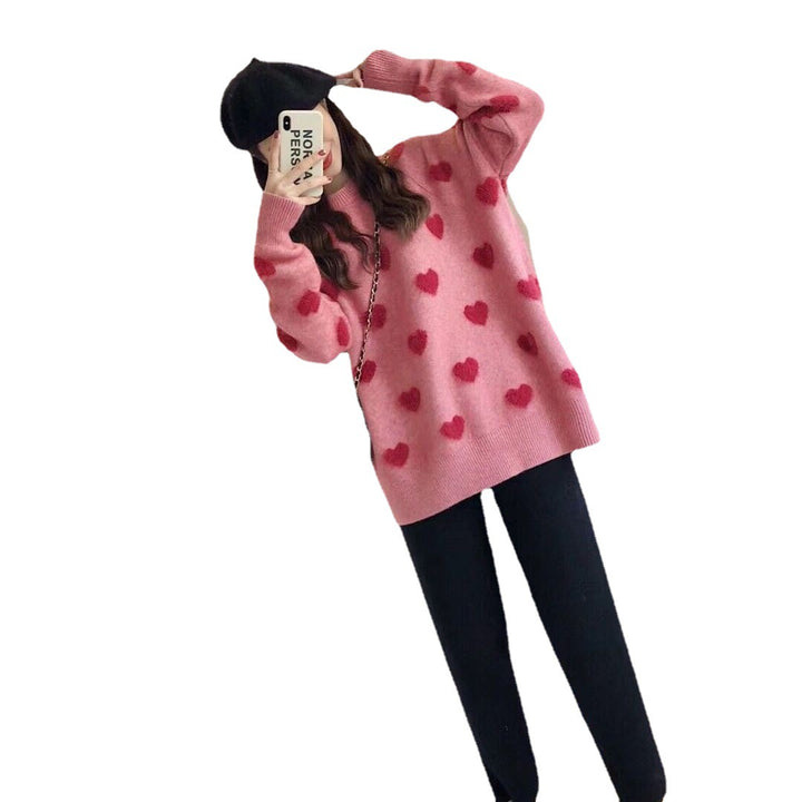 Kvinders hyggelige sweater med hjerteformet mønster Stilla