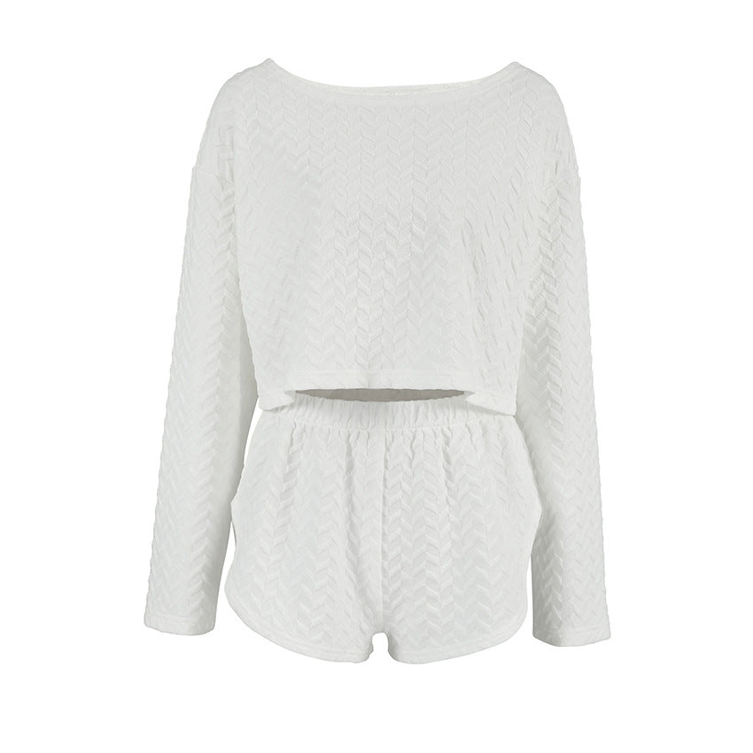 Dame fritids-loungewear-sæt med geometrisk mønster og løs pasform Stilla