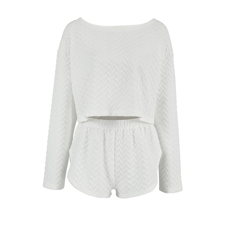 Dame fritids-loungewear-sæt med geometrisk mønster og løs pasform Stilla