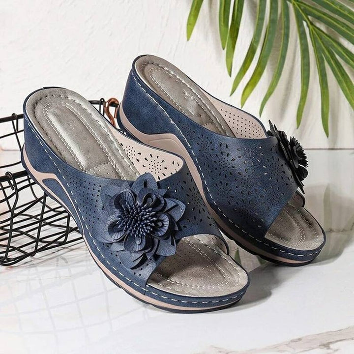 Dame elegante blomster-pantoletter med åndbart overmateriale og blødt fodseng Stilla