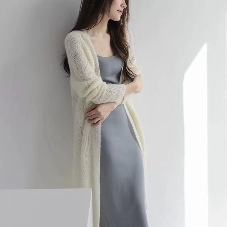 Femme Åben Foran Struktureret Lang Cardigan Stilla