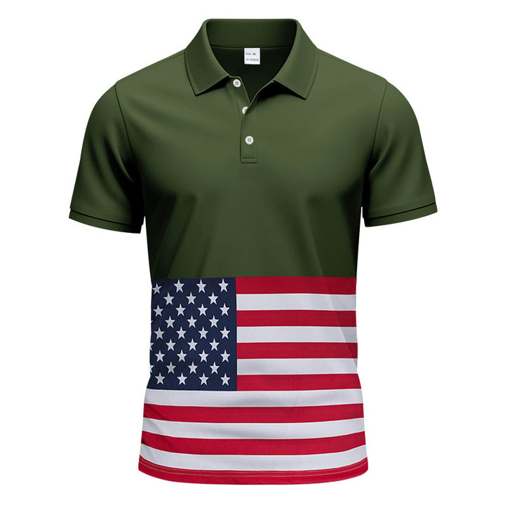 Herrer polo shirt med patriotisk flagmønster og åndbart materiale Stilla