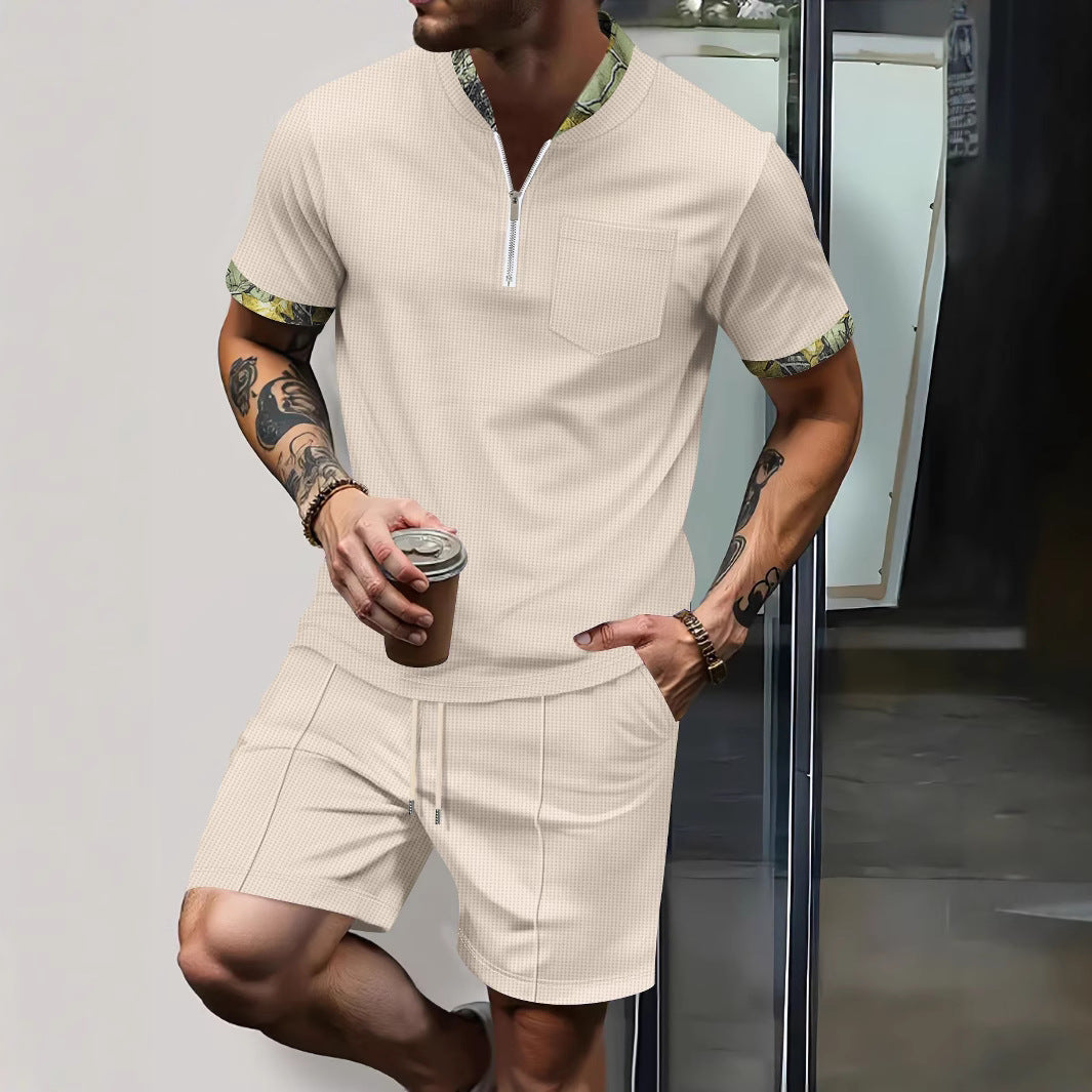 Herrer afslappet fritidsoutfit med kort lynlås og moderne krave Stilla