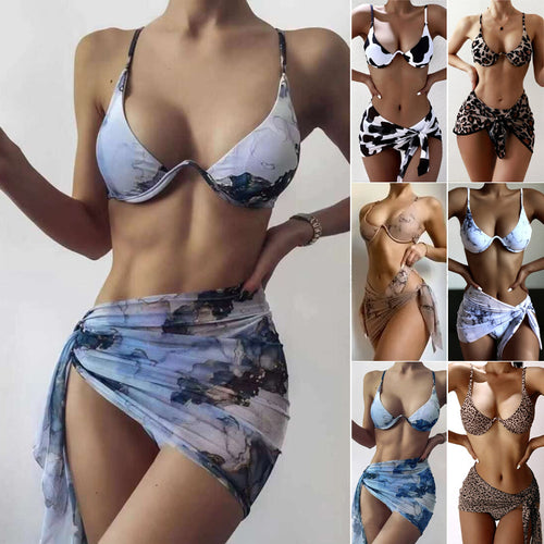 Dame Triangel-Bikini-Sæt med elegant Wickelrok Skovae