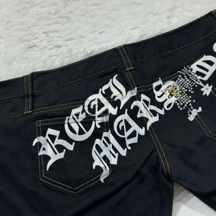 Dame Trendy Jeans-Shorts med glitrende applikationer Skovae