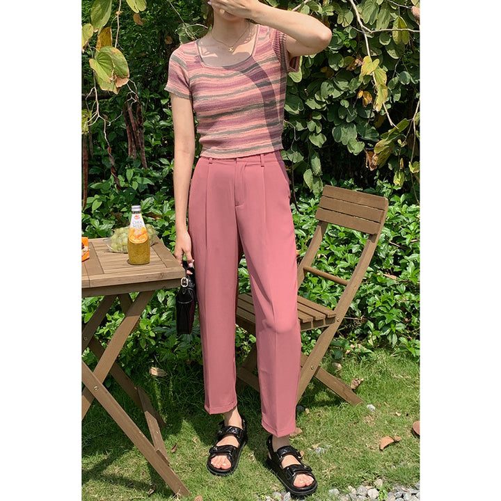 Damer elegante high-waist bukser med smalle ben og praktiske lommer Stilla