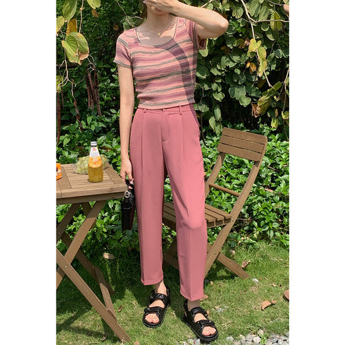 Damer elegante high-waist bukser med smalle ben og praktiske lommer Stilla