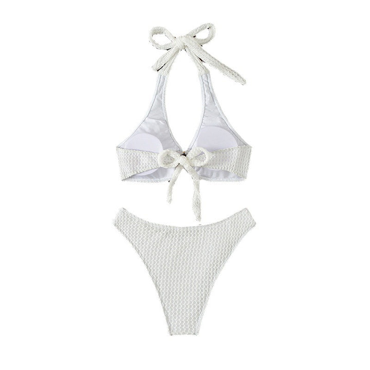 Dame triangel-bikini med raffineret ringdetalje og markant strukturdesign Skovae