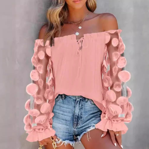 Dame Off-Shoulder Bluse med dekorative puffærmer Stilla