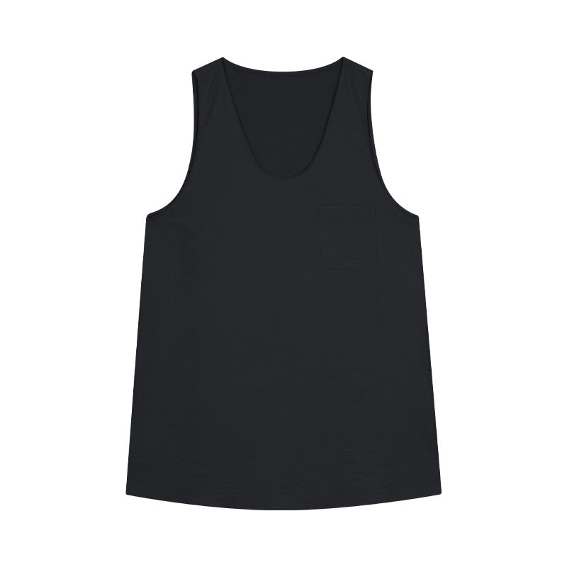Dame afslappet tanktop med dyb rund halsudskæring og praktisk brystlomme Stilla