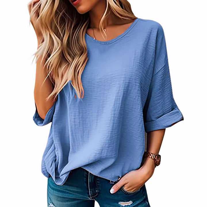 Dame Oversized T-Shirt med afslappet snit og opsmøgede ærmer Stilla