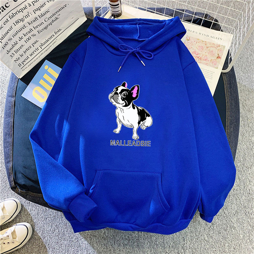 Kvinders hoodie med kreativt fransk bulldogdesign Skovae