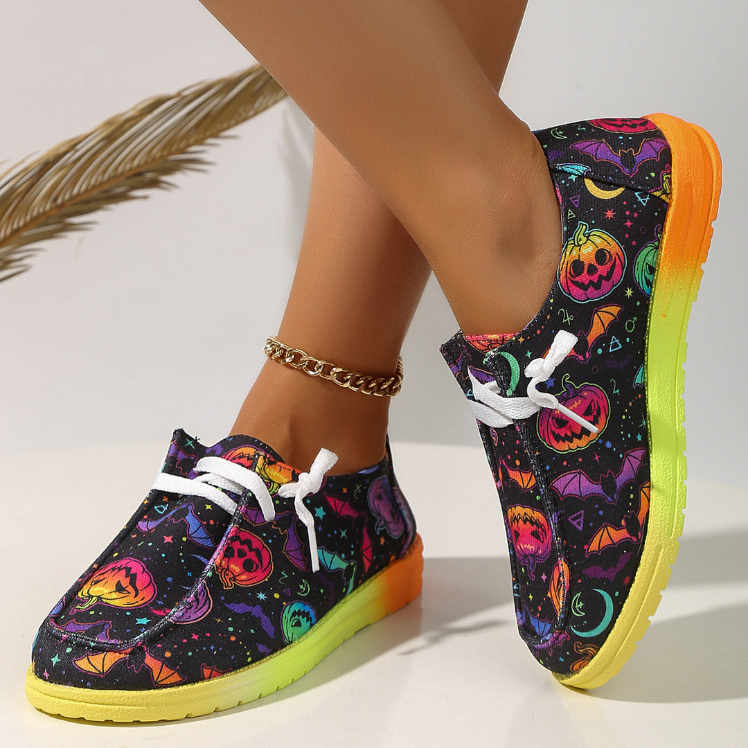 Dame fritids-sneakers med muntert Halloween-motiv og skridsikker sål Stilla