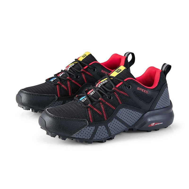 Herren nan robust Trailrunning- og Outdoor-sneakers med grepvennlig multiterræn-profil sål, forstærket tåhætte og bungee-snøring Skovae