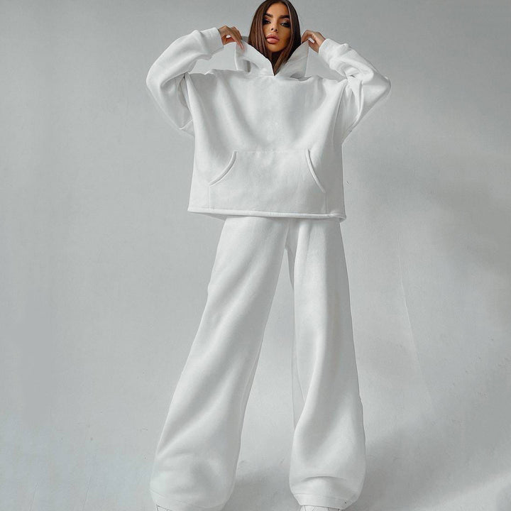 Kvinders afslappede fit hættebluse og løs sweatpants sæt Skovae