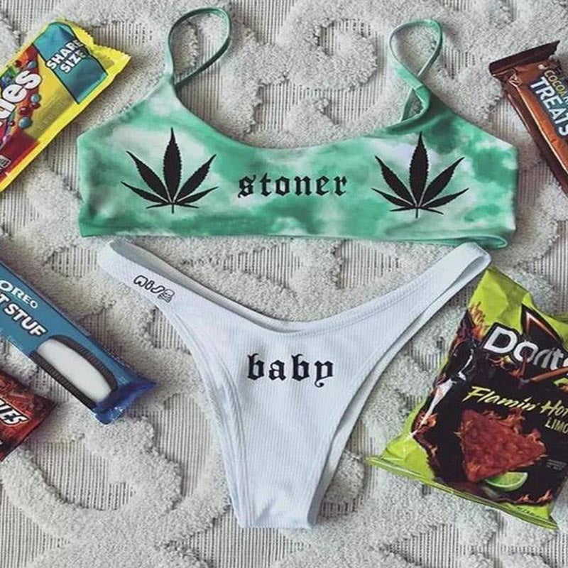 Dame Sport-Bikini med iøjnefaldende grafikdesign Skovae