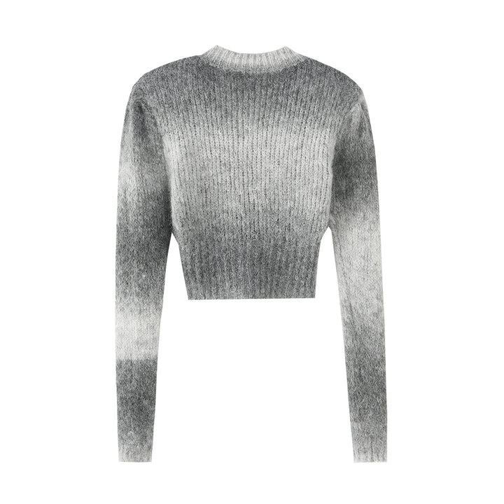 Dame kort sweater i moderne ombre design med dyb V-hals og lang arm Stilla