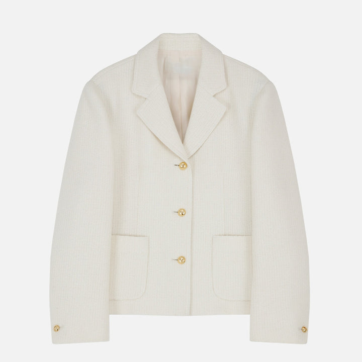 Dame Elegant Blazer med struktureret væv og gyldne knapper Stilla