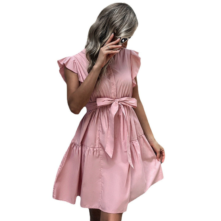 Stilla | Chic Ruffle Cape Sleeve Vest Kjole