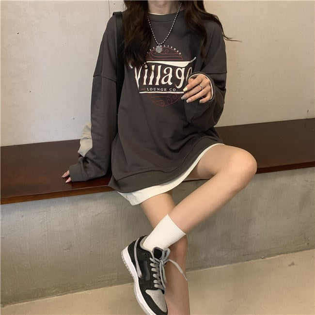 Kvindernes casual oversized sweater med kreativt print og komfortable, åndbare materialer
