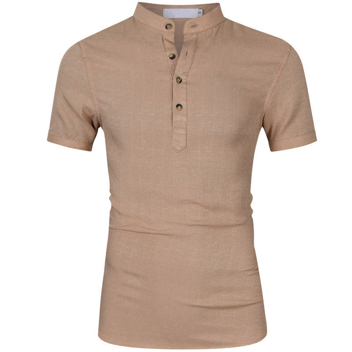 Herrer Korte ærmer Henley-shirt med elegant knapdesign og moderne ståkrave Stilla