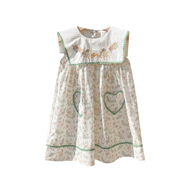 Pige Floral Broderet Sommerkjole Stilla