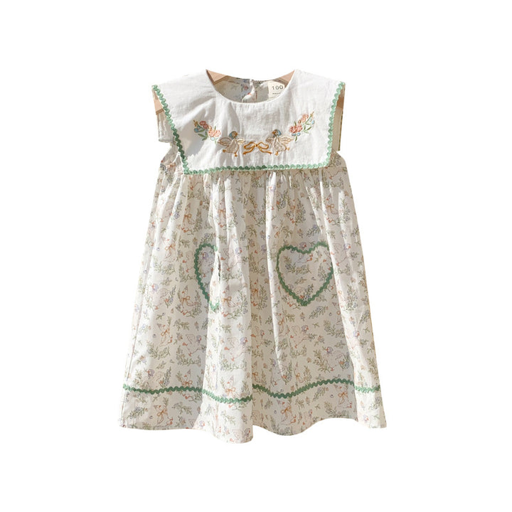 Pige Floral Broderet Sommerkjole Stilla