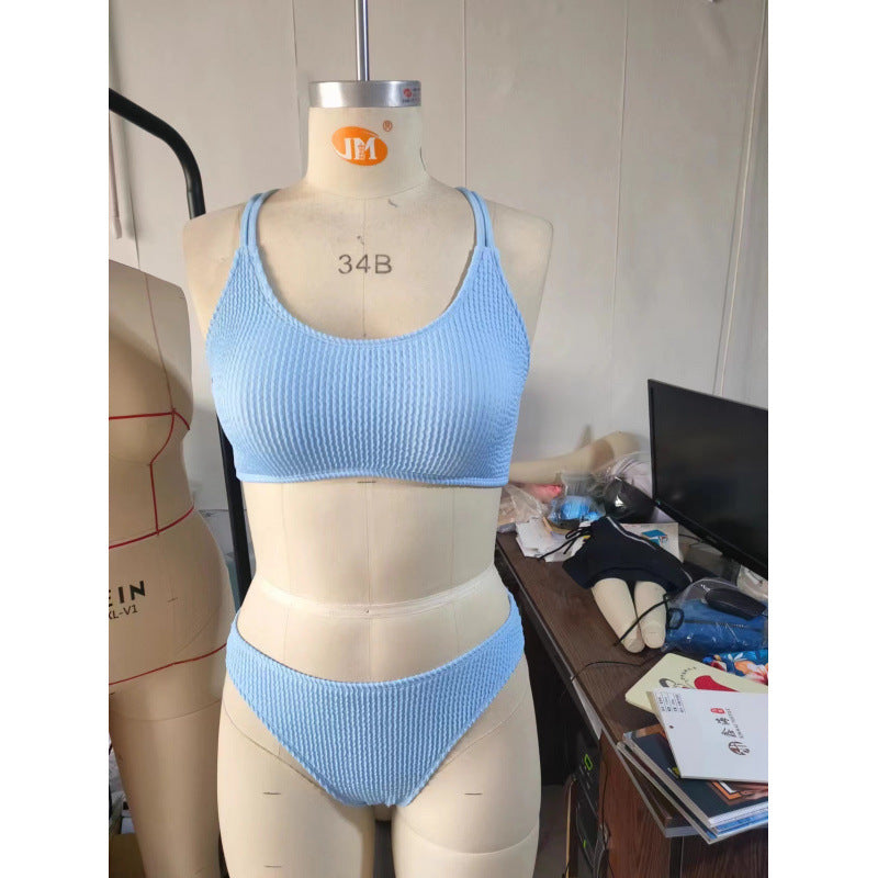 Damer bikini-sæt med struktureret overflade og justerbare stropper Skovae