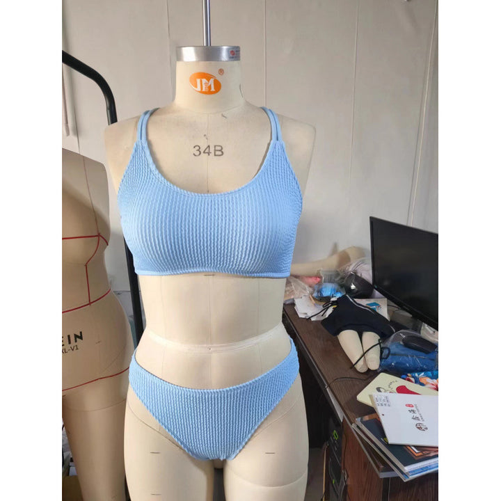 Damer bikini-sæt med struktureret overflade og justerbare stropper Skovae