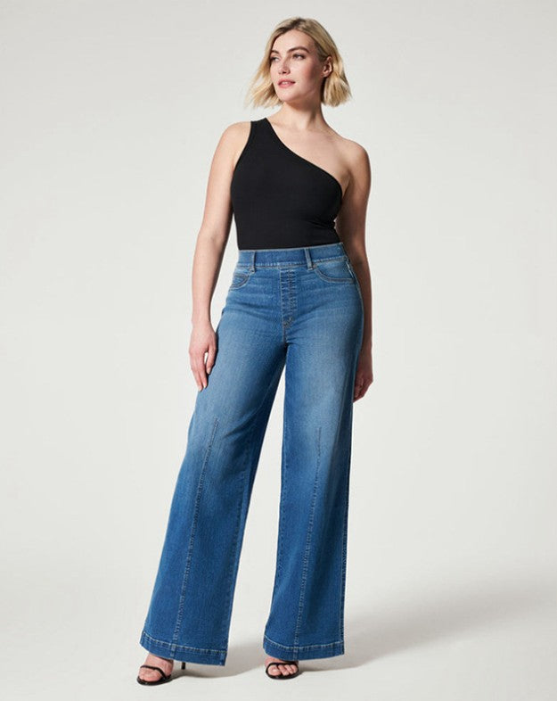Dame vidde højtaljede jeans med elegant skæring og markante syningsdetaljer Skovae