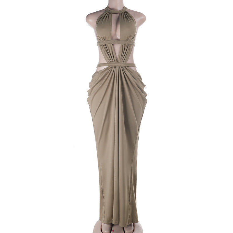 Dame elegant wrap dress med dyb V-udskæring og moderigtige draperinger Skovae
