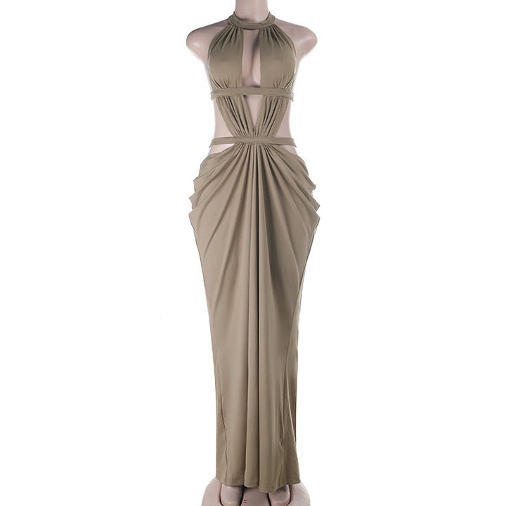 Dame elegant wrap dress med dyb V-udskæring og moderigtige draperinger Skovae