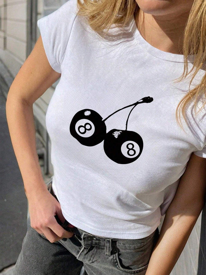 Dame crop top med blomstret grafisk print og tætsiddende pasform Skovae