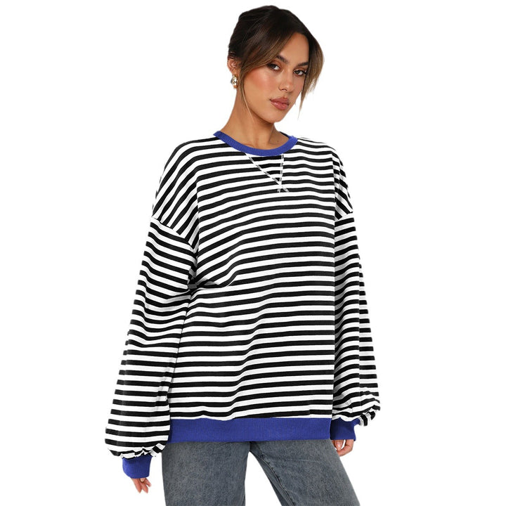 Dame overdimensioneret stribet sweater med pufærmer Stilla