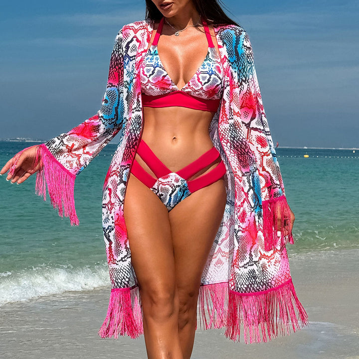 Dame badedragt med frynsedekoreret kimono Stilla