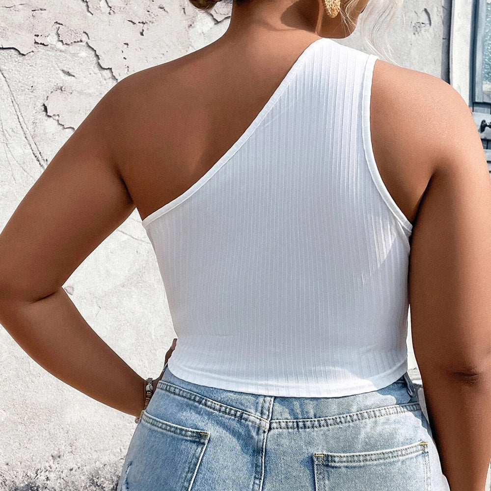 Dame Crop-top med asymmetrisk snit og cut-out-detaljer Skovae