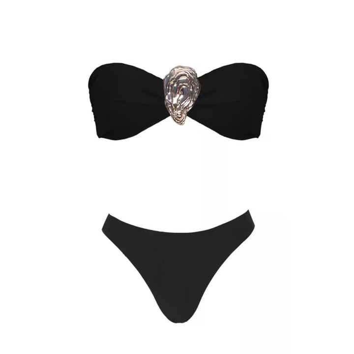 Dame Bikini-sæt med elegant bandeau-top og svingende nederdel Stilla