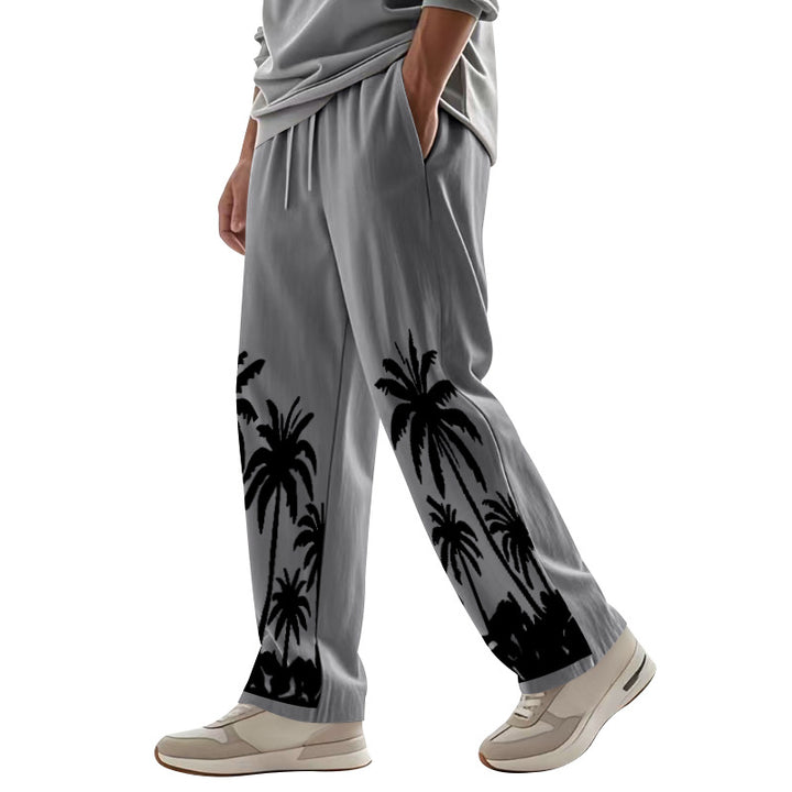 Herre casual joggingbukser med palmemotiv og elastisk talje Stilla
