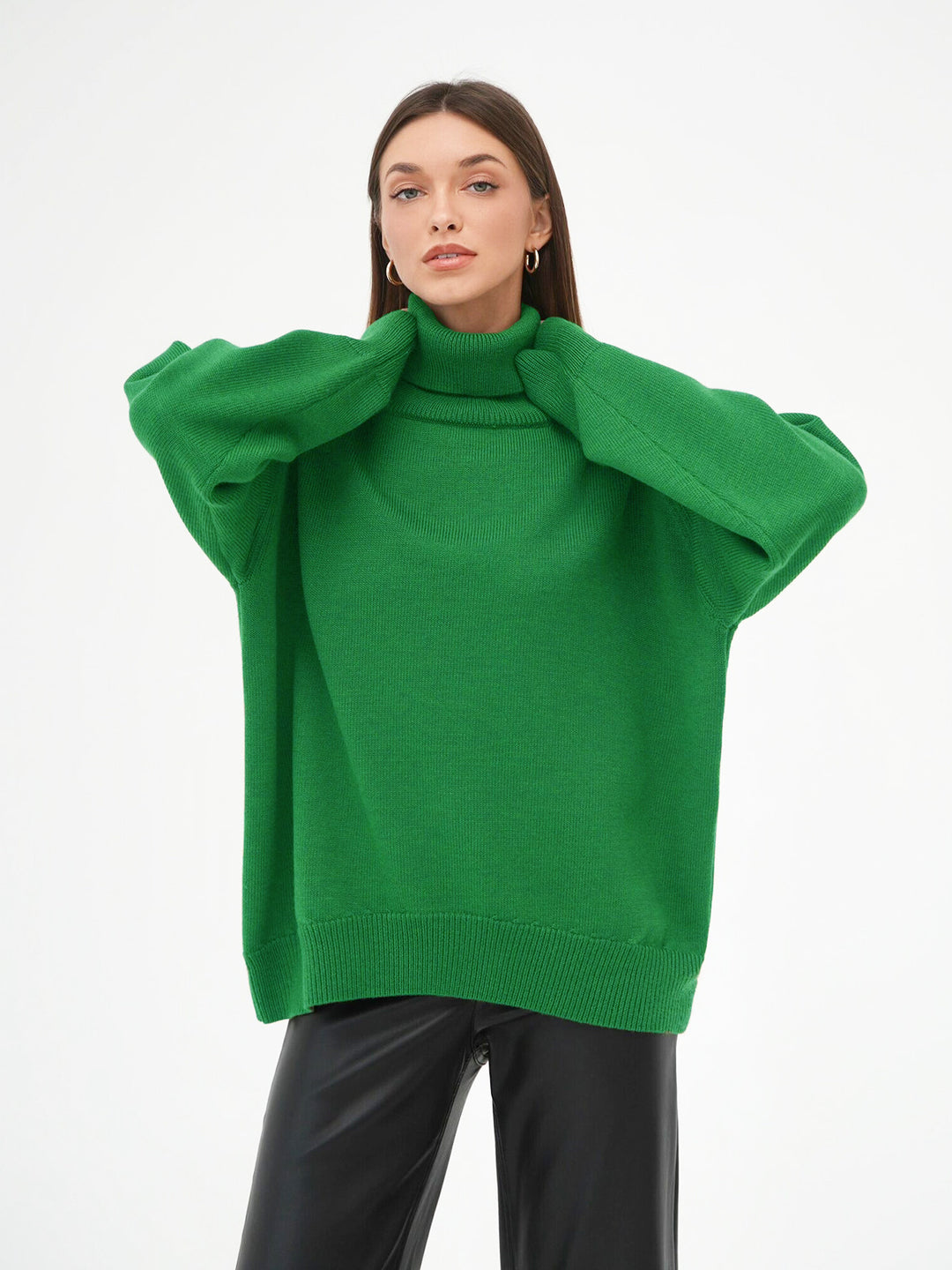 Dame Oversized Pullover med højstående krave Stilla