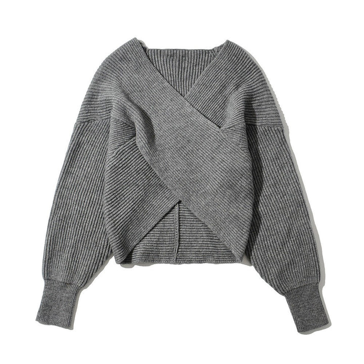 Kvinders omslagsweater med moderne tekstureret design Stilla