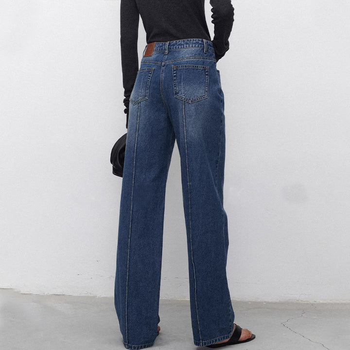 Dame brede jeans med høj talje og sidelommer Stilla