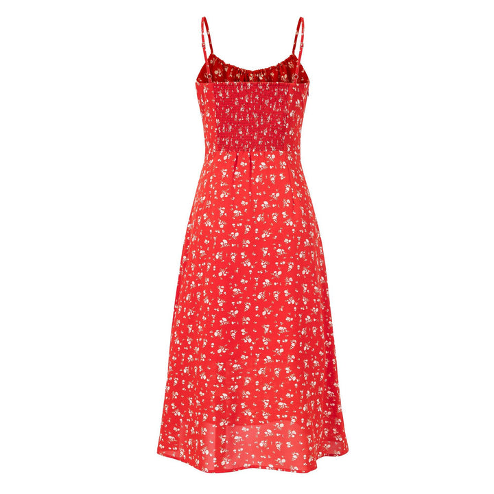 Dame Sommerligt Midikjole med blomstret design og fine spaghettistropper Stilla