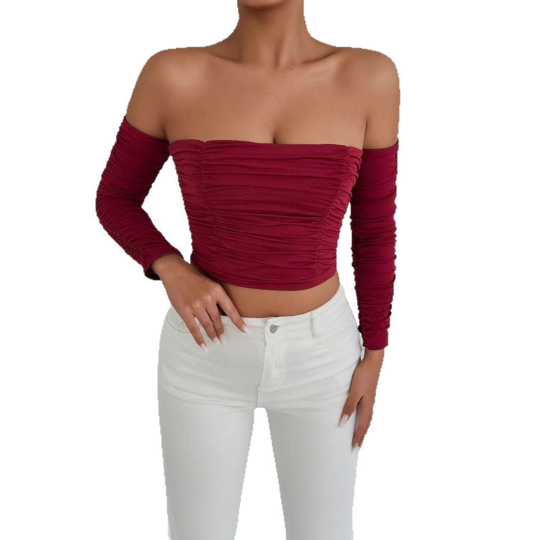 Dame Off-Shoulder Crop Top med Fald Skovae