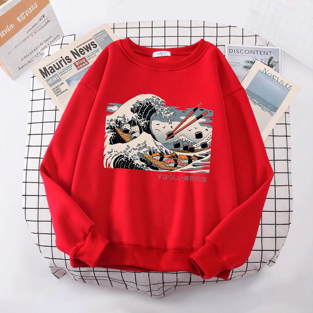 Kvindernes sweatshirt med kunstnerisk bølgedesign og komfortabel pasform Stilla