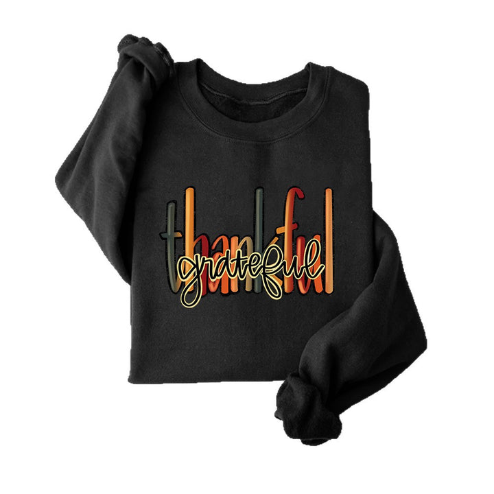 Kvinders sweatshirt med kreativ "thankful" tekst og behagelig pasform Stilla