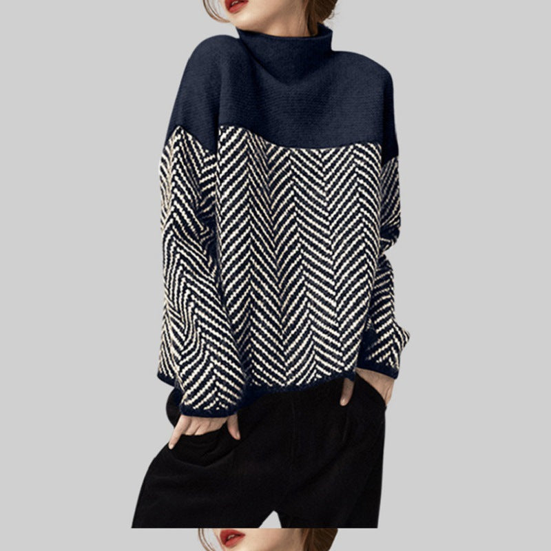 Femme fiskeebenstrik rullekravepullover Stilla