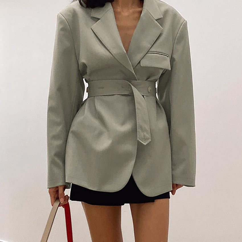Dame Oversized Blazer med bånd og flot snit Stilla